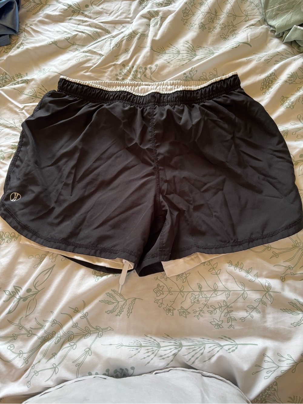 Holloway Black Athletic Shorts with Cream Trim